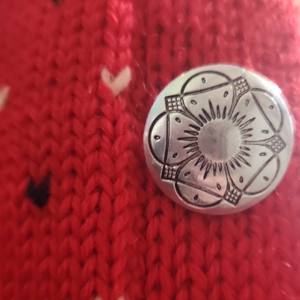 Red Patterned Cardigan Sweater - Picture 4 of 4